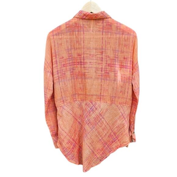 Free People Shore Vibes Button Down Long Sleeve Cotton Orange Women's Small - Picture 6 of 7